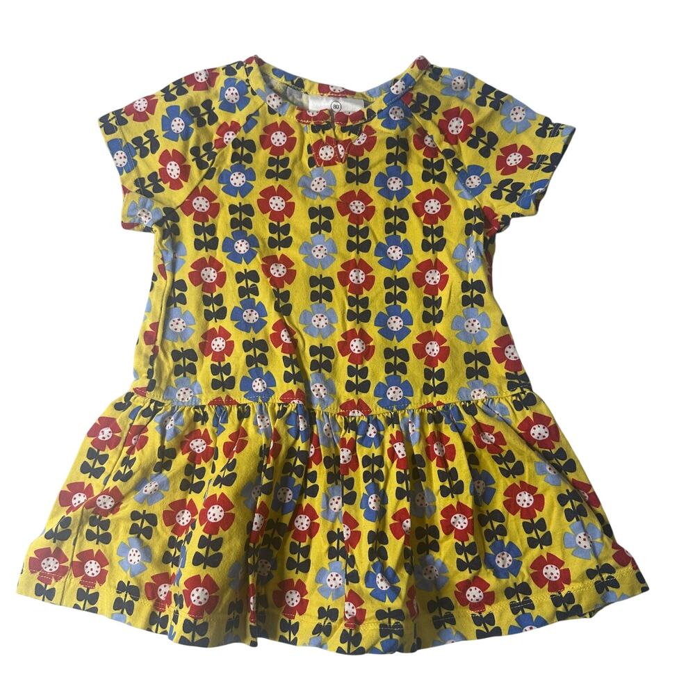 Hanna Andersson Play Nice Dress 18-24M Yellow Floral Cotton Toddler Summer